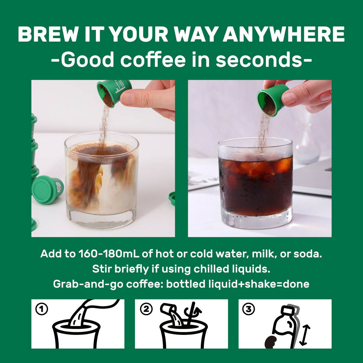 "1st Bamboo" Blend Cold Brew Solid Coffee Instant Family Size Bucket 50pcs