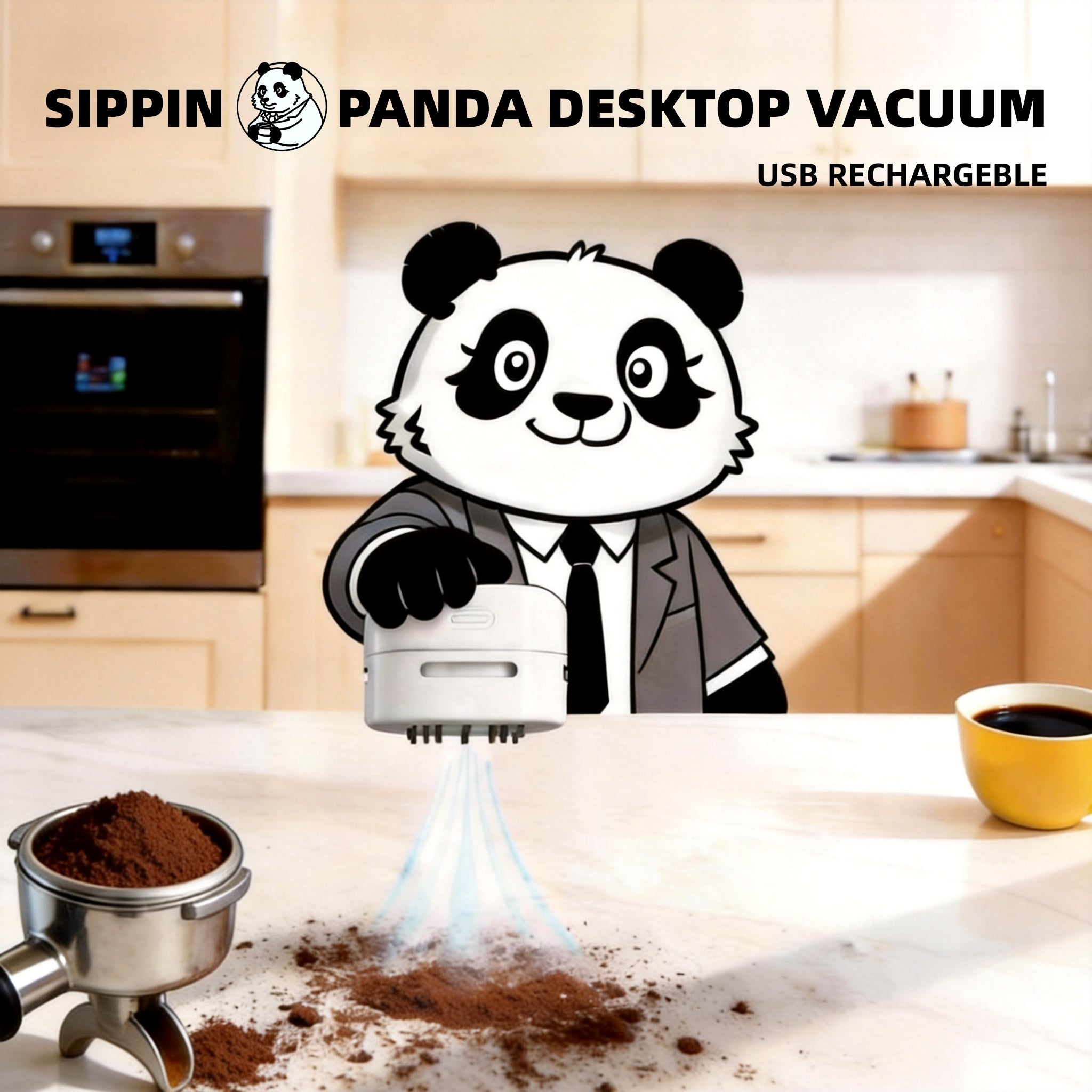 Mini Desktop Vacuum Coffee Grounds Cleaner USB Rechargeable