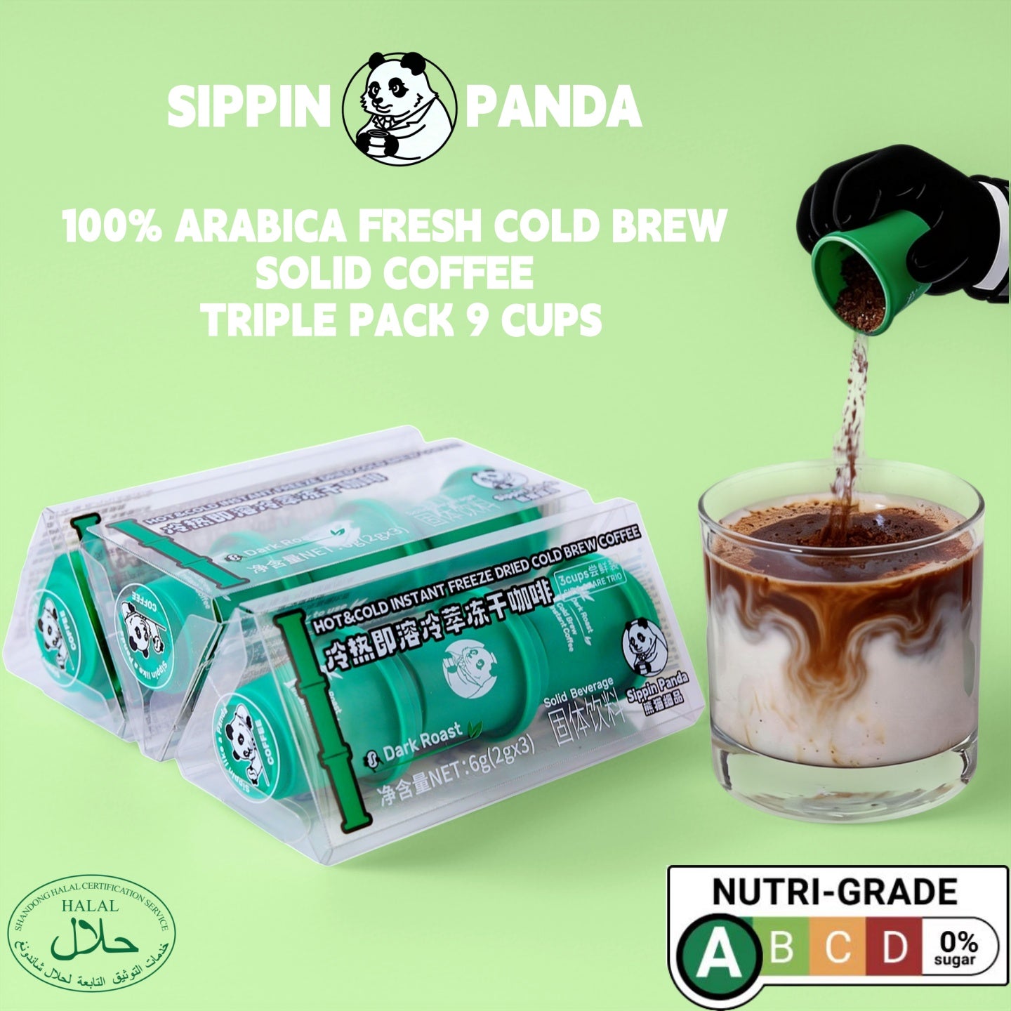 "1st Bamboo" Blend Cold Brew Solid Coffee Instant Sip Taster Pack 3pcs