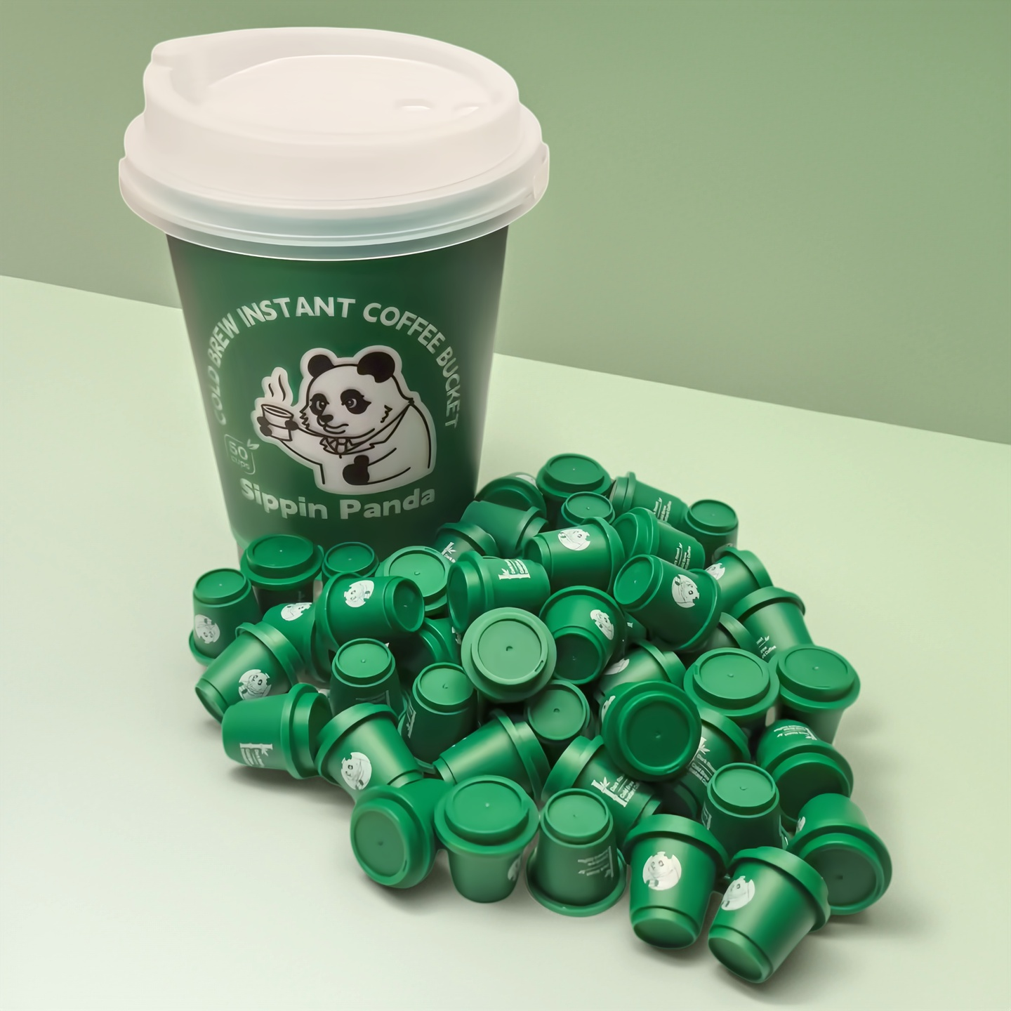 "1st Bamboo" Blend Cold Brew Solid Coffee Instant Family Size Bucket 50pcs
